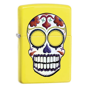 Zippo Windproof Lighter  Day of the Dead Neon Yellow Finish