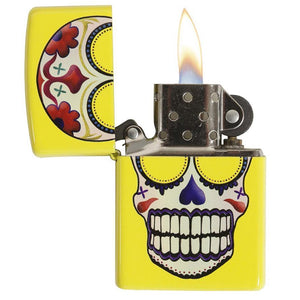 Zippo Windproof Lighter  Day of the Dead Neon Yellow Finish