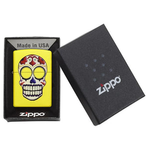 Zippo Windproof Lighter  Day of the Dead Neon Yellow Finish