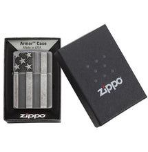Zippo Windproof Lighter U.S. Flag Armor Case  Antique Slilver Plate Finish