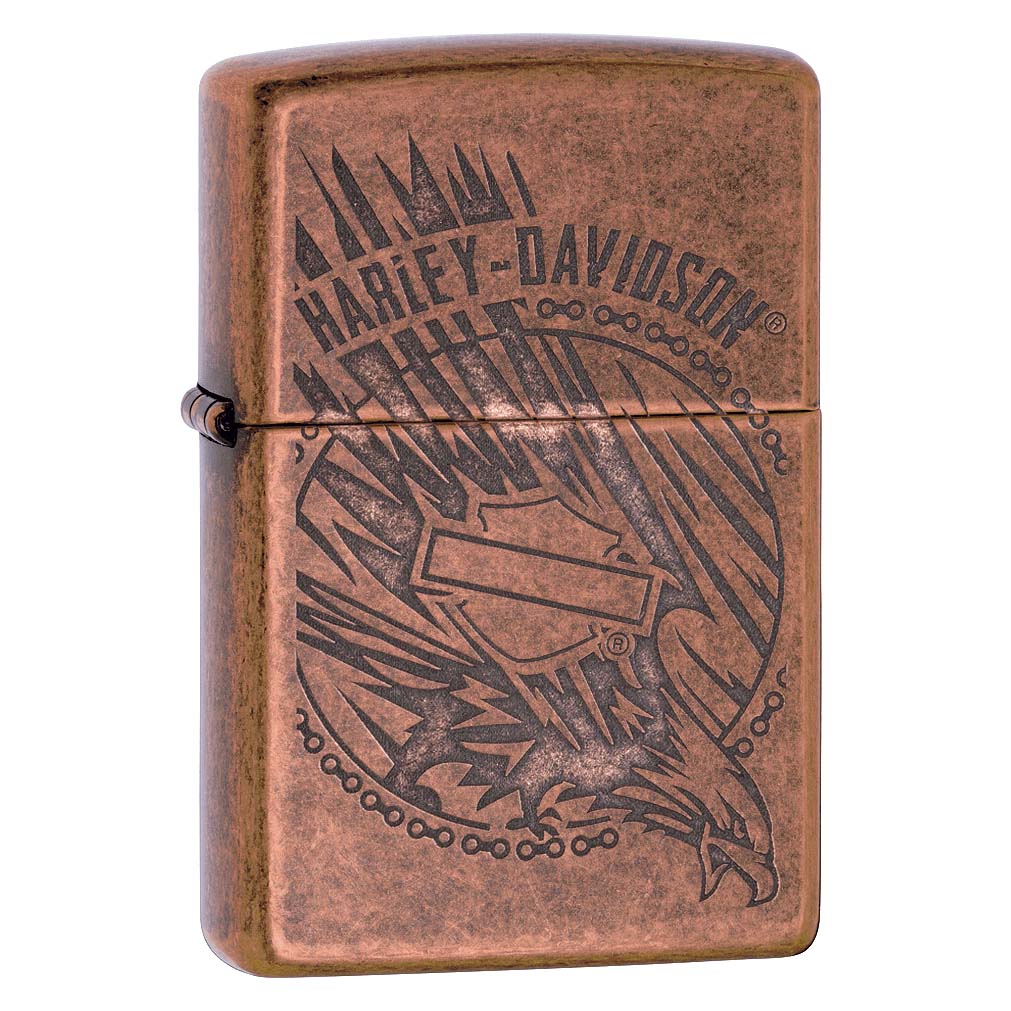 Zippo Lighter w/Harley-Davidson Logo  Antique Copper