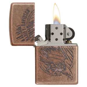 Zippo Lighter w/Harley-Davidson Logo  Antique Copper