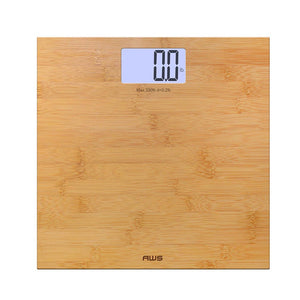 American Weigh Scales Deluxe Eco-Friendly Digital Backlit Bathroom Scale Bamboo 330lbs