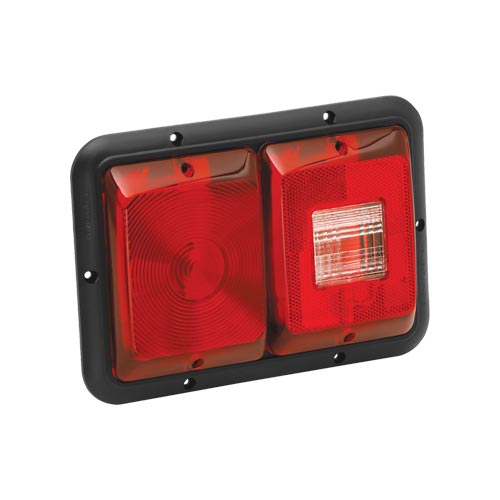 Bargman Taillight 84 Recessed Double Horizonal Mount Red Backup  Black Base