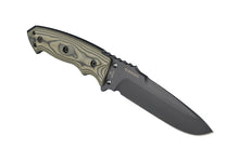 Hogue EX-F01 5 1/2" Fixed Drop Point Blade A-2 Black Finish Black Sheath - G10 G-Mascus Green Scales