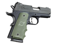 Hogue 1911 Officers Model Rubber Grip with Finger Grooves OD Green