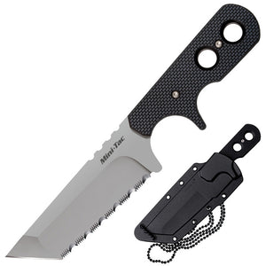 Cold Steel (49HTFSZ) Mini Tac Tanto Fixed 3-3/4" Serrated Blade with Sheath
