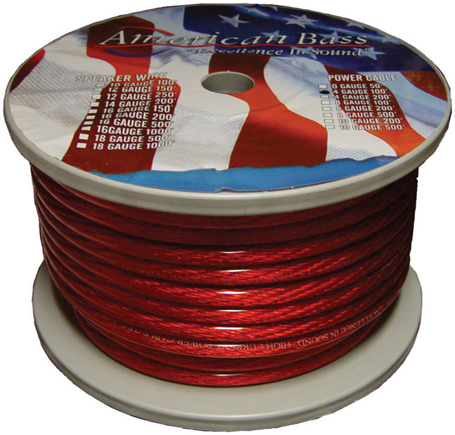 WIRE AMERICAN BASS 4 GA. RED 100 FT. ROLL(2104R)*AB1666(R)*