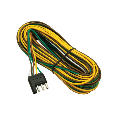 Wesbar 4-Flat Trailer End Connector 25' Wishbone Harness 3' Ground