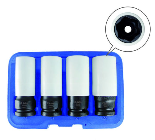 Astro 7404 Flank Bite Damaged Lug Nut Socket Set with Spinning Protective Sleeves