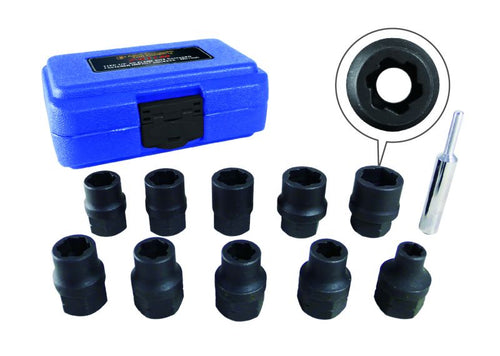 Astro  Tool 7411M 11 Piece 1/2In Dr Metric Flank Bite Damaged Fastener Impact Sockets