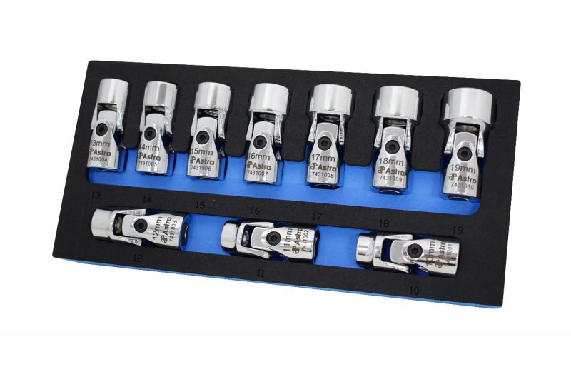 Astro  Tool 74310 6 Point Metric 3/8In Drive Flex Socket Set