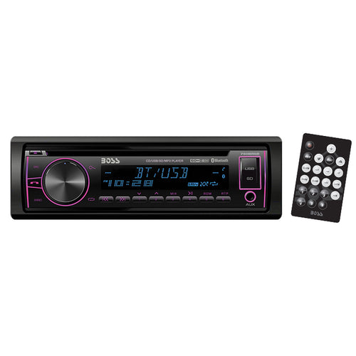 Boss Single Din CD/MP3 ReceiverMulti-Color Display Bluetooth USB Front Aux Remote