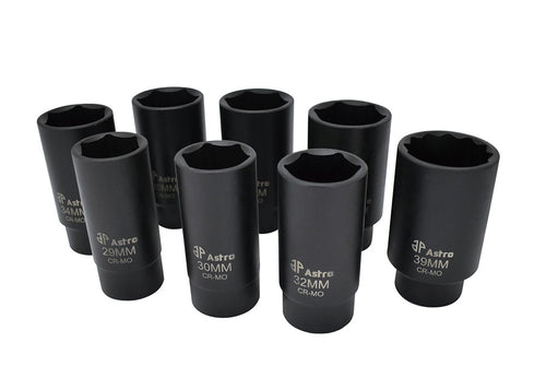 Astro 6 Point Axle Nut Socket Set 8 Pieces