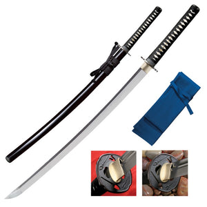 Cold Steel Katana 29-1/4" Carbon Steel Blade Ray Skin Handle Wood Scabbard