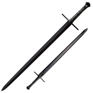 COLD STEEL Man at Arms Hand-and-a-Half Sword 33.5" Blued Carbon Steel Blade Leather Handle