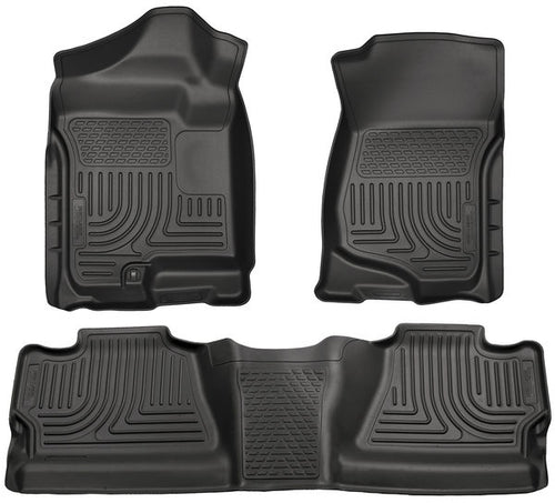 Husky Liners Front & 2nd Seat Floor Liners 2007-14 SILVERADO/SIERRA CREW CAB-Black