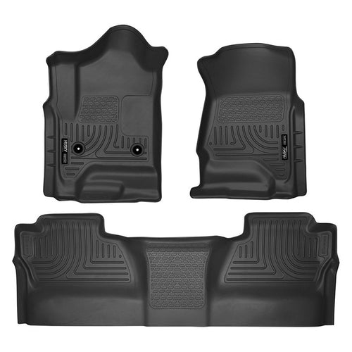 Husky Liners Front & 2nd Seat Floor Liners Fits 2014-2019 Silverado/Sierra Crew Cab-Black
