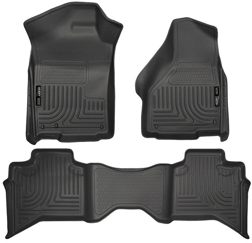 Husky Liners Front & 2nd Seat Floor Liners Fits 2009-2019 Ram 1500 Quad Cab-Black