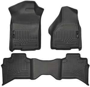 Husky Liners Front & 2nd Seat Floor Liners Fits 2009-2019 Ram 1500 Quad Cab-Black