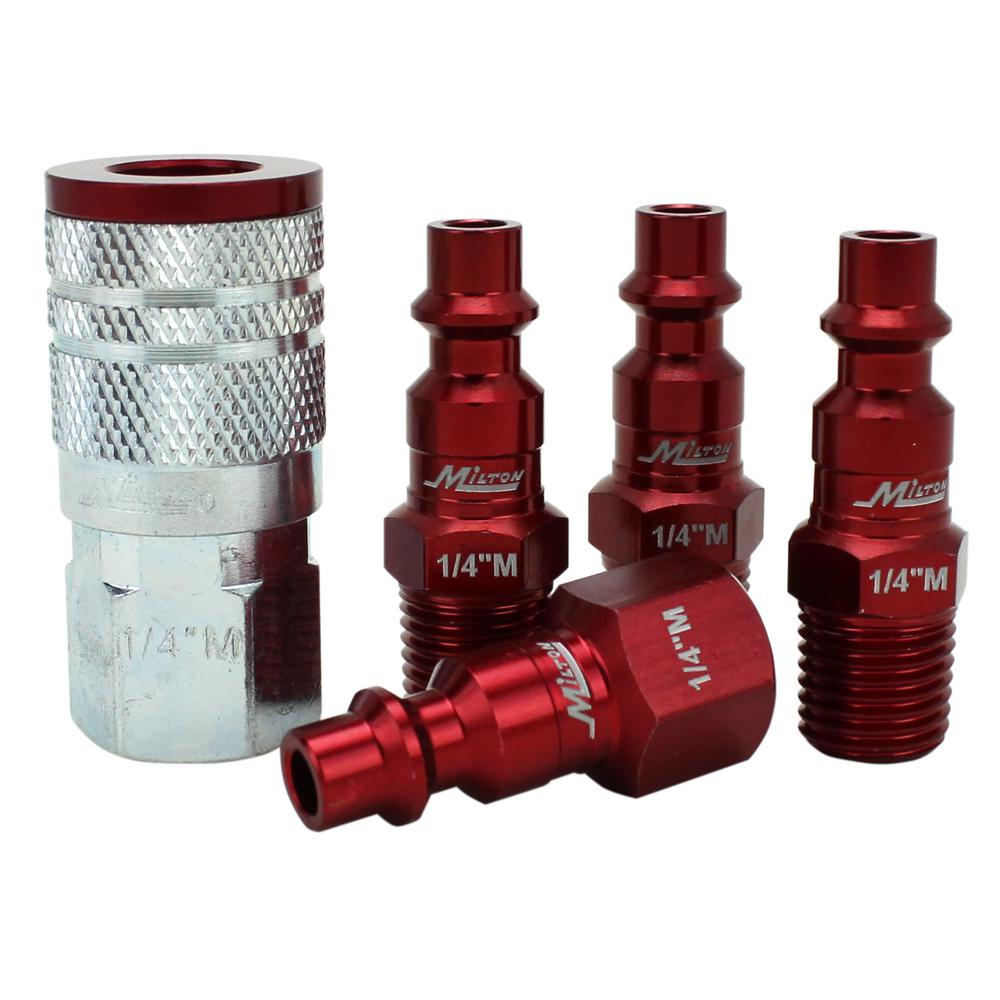ColorConnex Coupler  Plug Kit Type D 1/4in NPT 1/4in Body Red 5 Pc