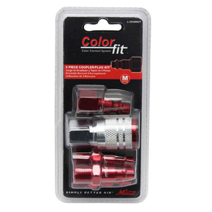 ColorConnex Coupler  Plug Kit Type D 1/4in NPT 1/4in Body Red 5 Pc