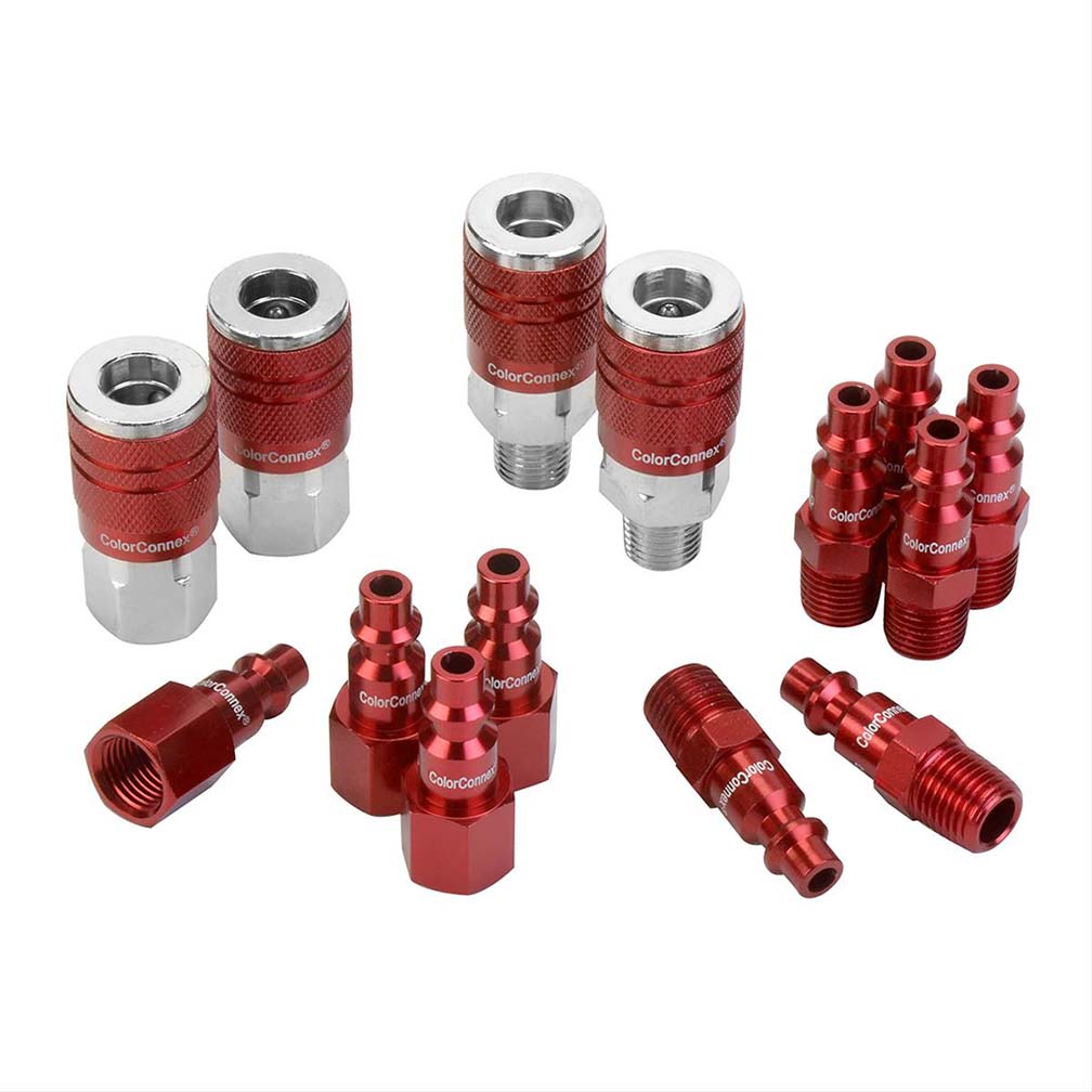 ColorConnex Coupler  Plug Kit Type D 1/4in NPT 1/4in Body Red 14 Pc