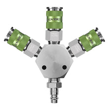 Flexzilla Pro High Flow 3 Way Manifold 3/8" NPT High Flow Couplers and Plug