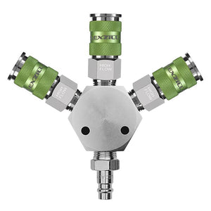 Flexzilla Pro High Flow 3 Way Manifold 3/8" NPT High Flow Couplers and Plug