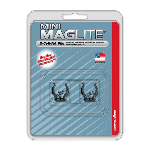 Maglite Mini AA Mounting Brackets (2-Pack) - Black