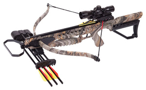 Center Point TYRO 4x Recure Crossbow w 4 16" Alum. Arrows Scope Quiver Rope Cocker