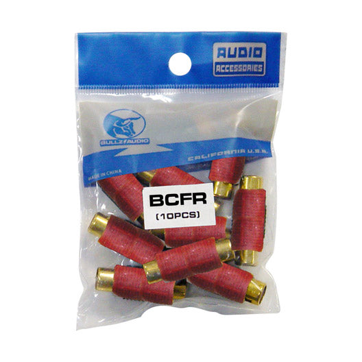 RCA COUPLER;FEMALE;RED; BULLZ AUDIO; 10/BAG