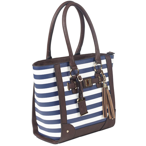 Bulldog Tote Style Purse w/Holster - Navy Stripe (17