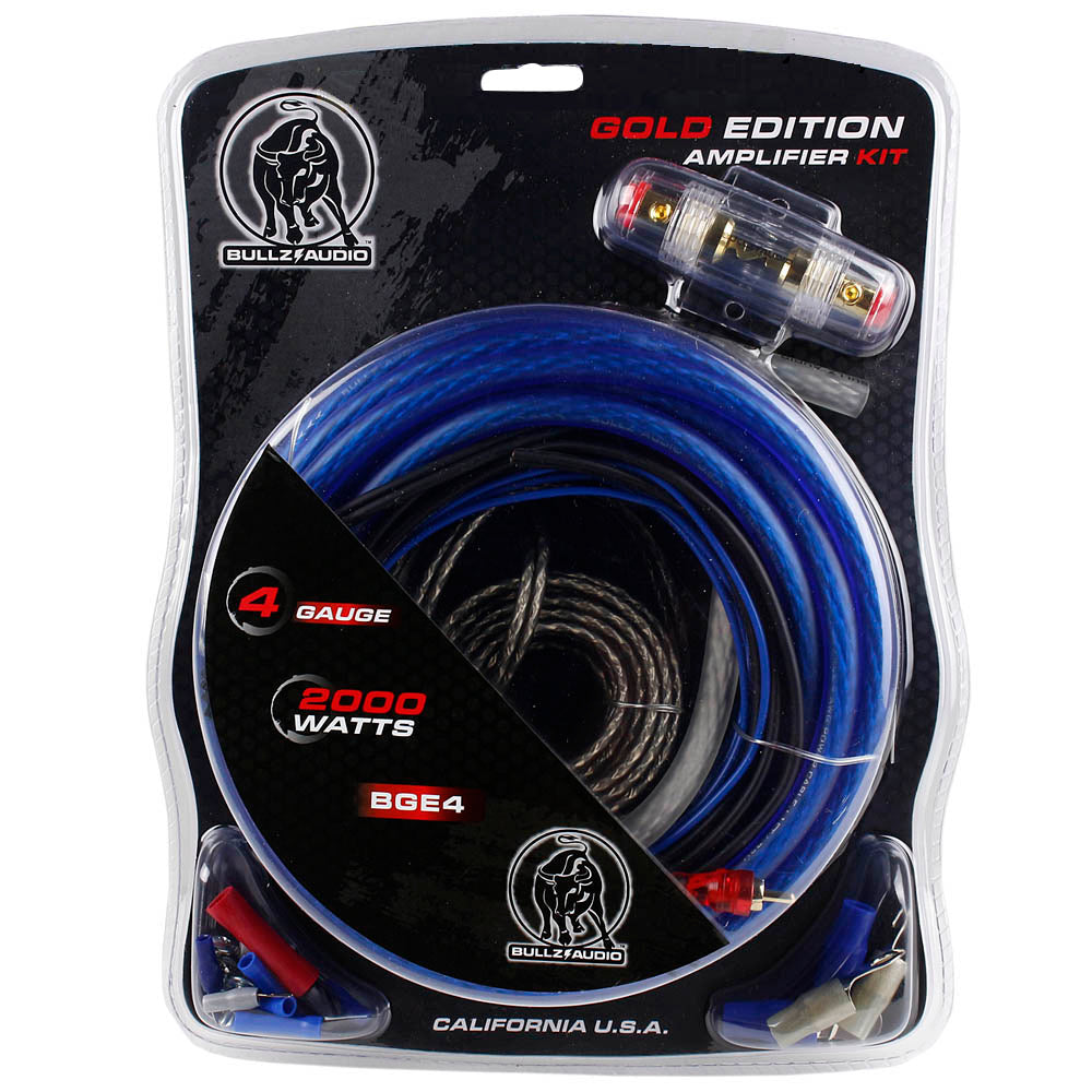 AMPLIFIER WIRING KIT 4GA;BULLZAUDIO;BLUE/GOLD EDITION; BOX