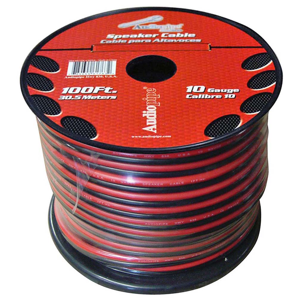 Audiopipe 10 Gauge Speaker Cable 100ft Black and Red wire**