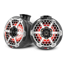 DS18 6.5" Marine/PowerSport Compact Tower Speakers with RGB LED Lights (Carbon Fiber)