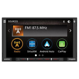 Dual 7" Double Din Mechless Digital Media Receiver with Wireless Apple CarPlay Android Auto SiriusXM