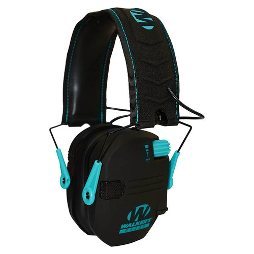 Walker's RAZOR SLIM ELECTRONIC MUFF - BLACK w/ TEAL ACCENT