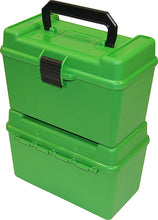 MTM Deluxe Ammo Box 50 Round Handle 22-250 243 308 Green