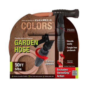 Flexzilla Colors SwivelGrip Garden Hose 5/8in x 50ft 3/4in   11 1/2 GHT Fittings Red Clay