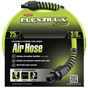 Flexzilla Pro Air Hose 3/8in x 25ft 1/4in MNPT Fittings