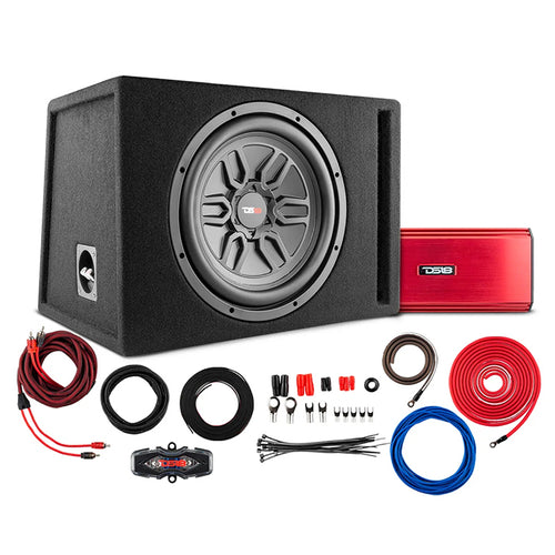 DS18 Bass Package 1 X SLCMD12 In a Ported Box with S15001RD Amplifier and 4GA Amp Kit 500 Watts