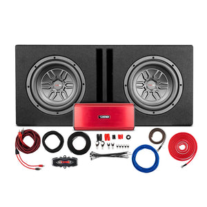 DS18 Bass Package 2 X SLCMD12 In a Ported Box with S15001RD Amplifier and 4GA Amp Kit 1000 Watts