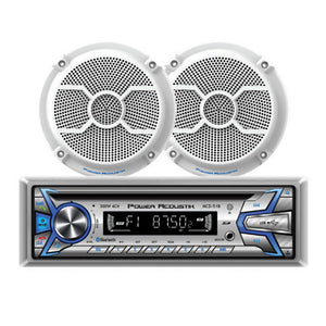 Power Acoustik 1-DIN CD/MP3 AM/FM USB AUX & BT w/ Pair of 6.5" Marine Speakers