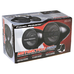 Power Acoustik Black Motorcycle Bluetooth Speaker System FM Radio & USB Input