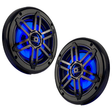 Power Acoustik Marine 6.5" 2-Way Speakers with Blue LED White & Black Grills