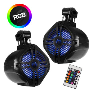 Power Acoustik Marine 6.5" 2-Way Wakeboard Speakers with RGB LED Illumination (Black)