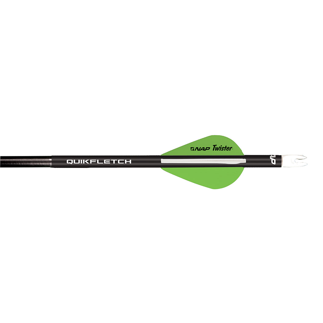 Nap Quikfletch Twister 2″ Fletch with BLack Tube White/Green/Green (6 pack)