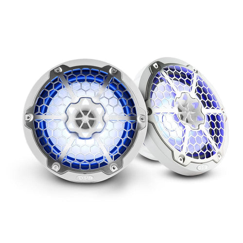 DS18 HYDRO 8″ 2-Way Marine Speakers with RGB LED Lights 375 Watts – White