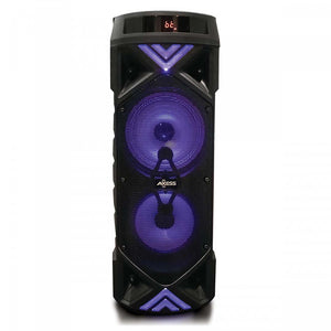 Axess Dual 6.5" Bluetooth Portable Party Speaker with LED Lights Remote & Wired Mic